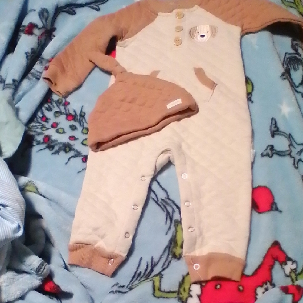 Tahari Brown and Cream Kids One Piece with Hat
